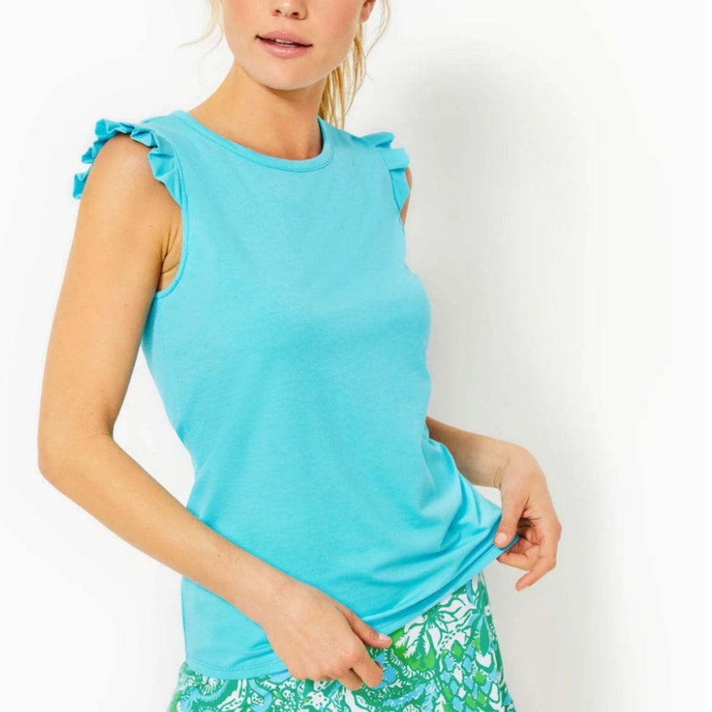 NWT Lilly Pulitzer Braxton tank Large Amalfi blue LUXLETIC